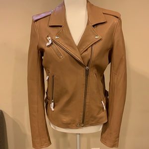 Iro leather motorcycle jacket tan size medium